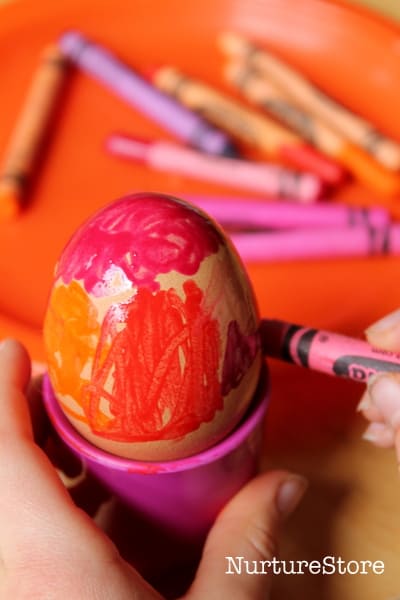 wax crayons on easter eggs