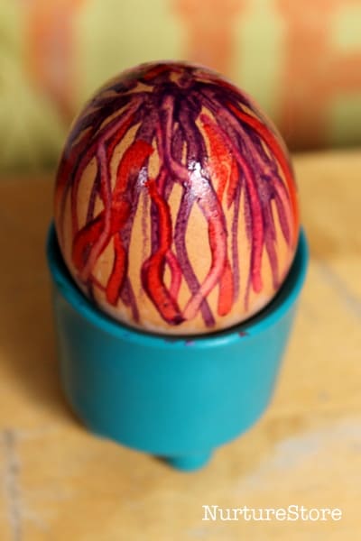 wax crayon decorating Easter eggs