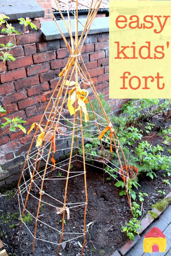 So easy to make :: kids backyard fort :: make a bamboo teepee :: easy den for kids