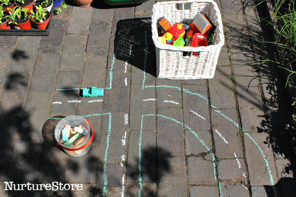 chalk play town in the garden