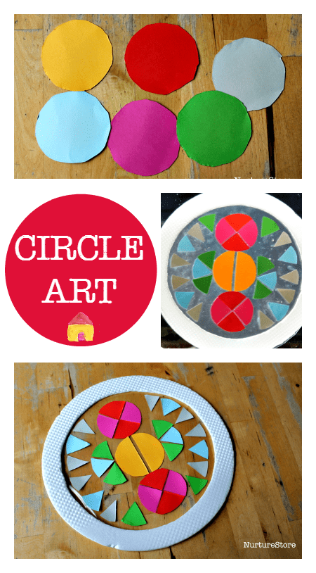 Circle art to explore shapes and scissor skills :: learning about shapes :: art and math activity