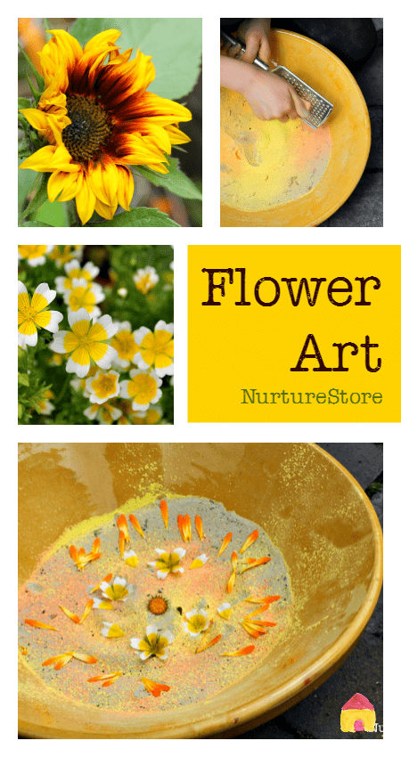 Combine nature study, art and sensory play with a flower art invitation to play