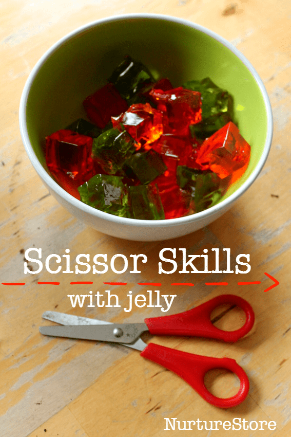 scissor skills activity with jello