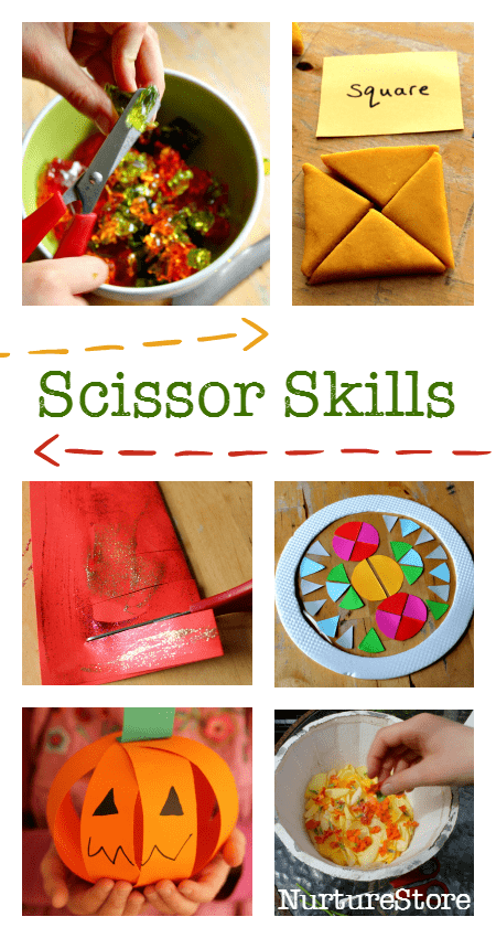 scissor skills practise activities :: cutting practise :: learning to use scissors