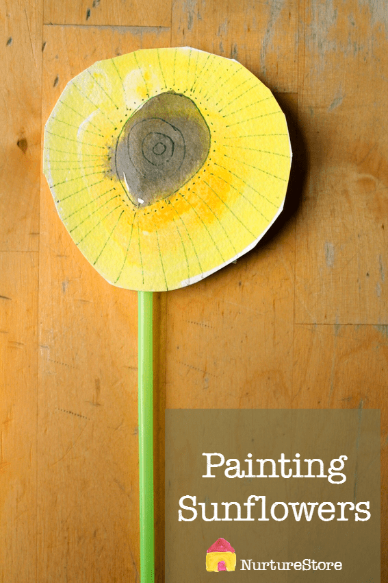 Bueatiful idea for painting sunflowers, plus ideas for learning about sunflowers :: sunflower craft for children