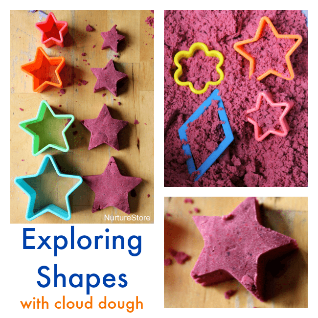 exploring shapes with cloud dough