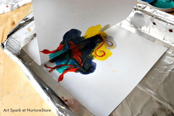 kids art printing with wool