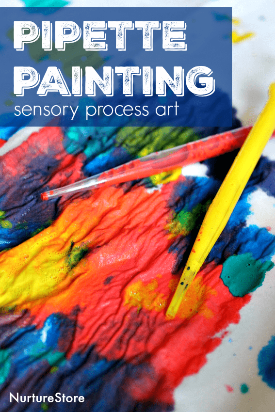 Gorgeous pipette painting sensory process art for children - from the Art Spark online art course for kids