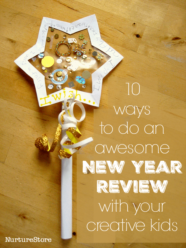 How to do a new year review with your kids - creative ideas for kids of all ages including some fun new years crafts