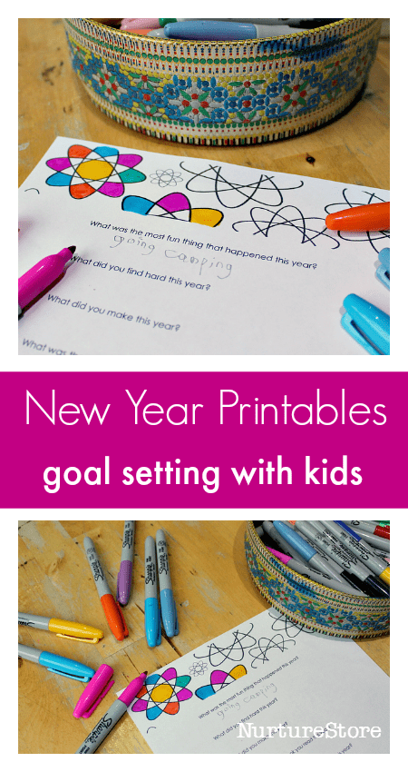 Free new year printables for goal setting with kids :: new year interview printable :: news years eve with kids