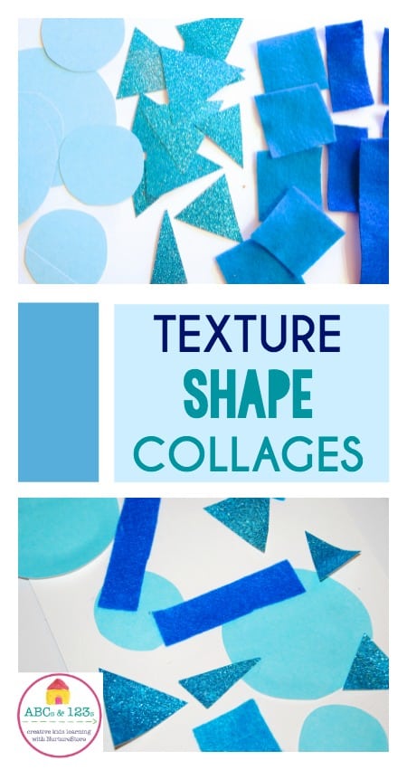 Multi-sensory math: how to explore texture and shape in a simple shape collage math and art project.