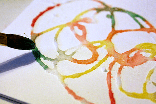 watercolor salt glue painting