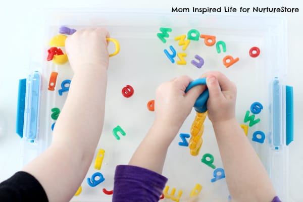 letter sounds sensory play tub