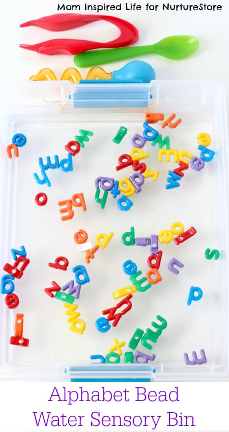 Alphabet bead water sensory bin - NurtureStore