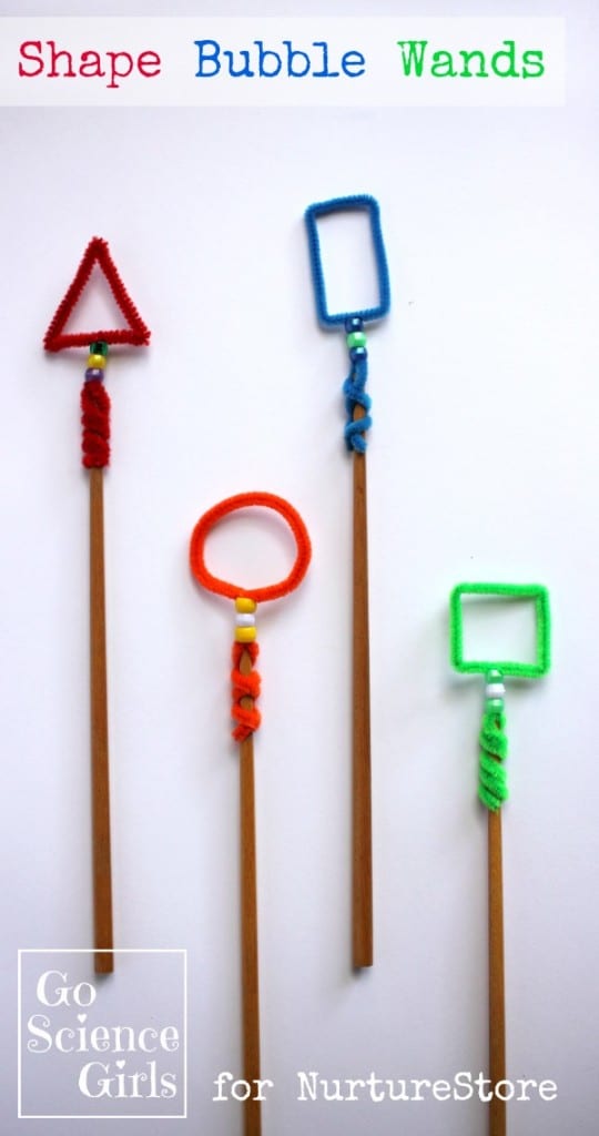 Make Shape Bubble Wands - fun way for toddlers and preschoolers to learn shapes (with a bit of bubble science)