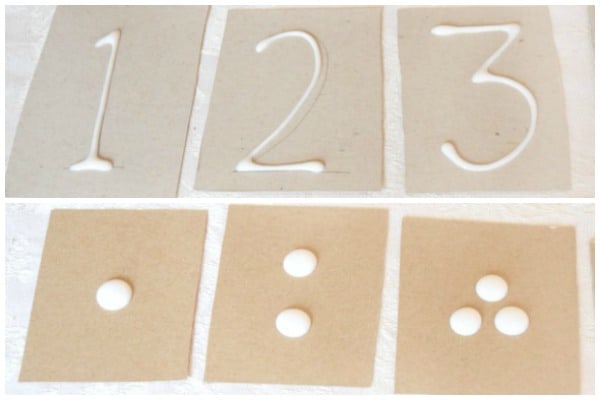 number recognition cards made with glue