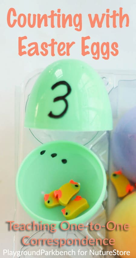 One-to-One Correspondence activity for toddlers - great counting game using plastic Easter eggs