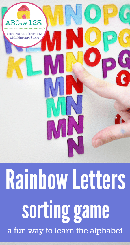 Learn the alphabet letter sorting game - great fine motor skills activity too.