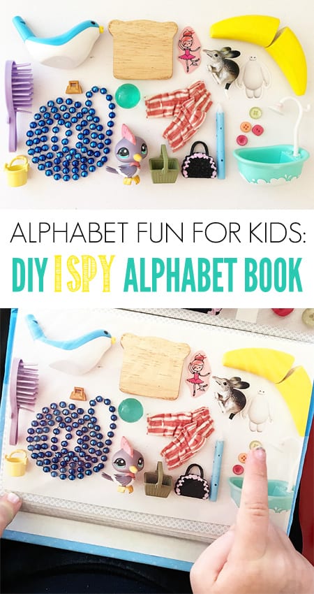 How to make DIY I SPY Alphabet Book - great letter sounds game.