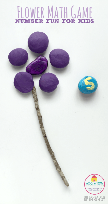 Play dough flowers, nature themed number game - a fun, hands-on number recognition activity