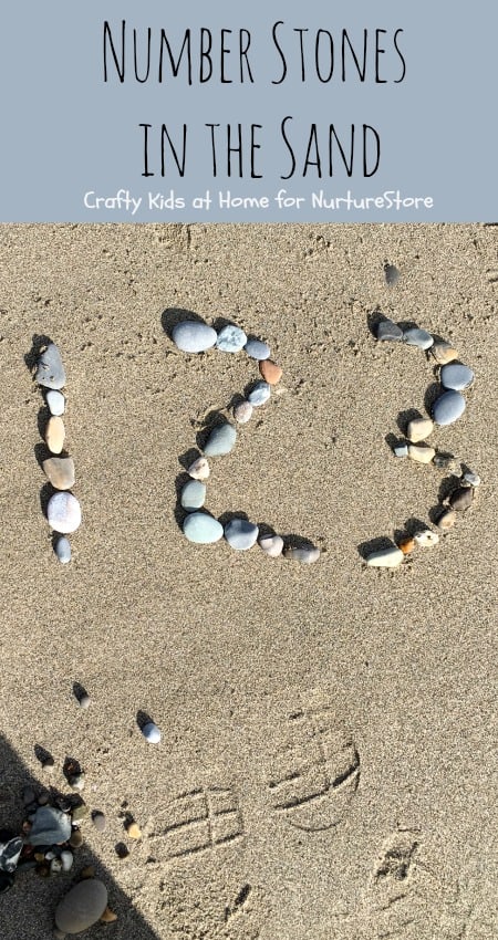 Number Stones math at the beach number recognition game - great outdoor math activity for learning to write numers