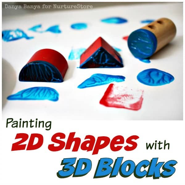 Painting 2D Shapes with 3D Wooden Blocks - fun geometry math art for kids