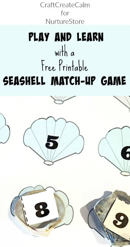 Free printable shell matching game - teaching numbers and counting math activity using shells