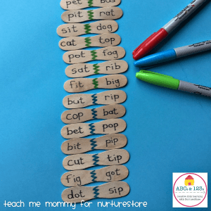 Homemade word dominoes game for CVC words - NurtureStore