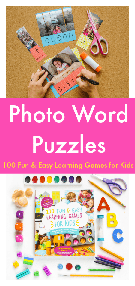 Fun and simple photo word puzzles :: learn to write your name activity :: visual spelling activity :: great self-correcting sight word center