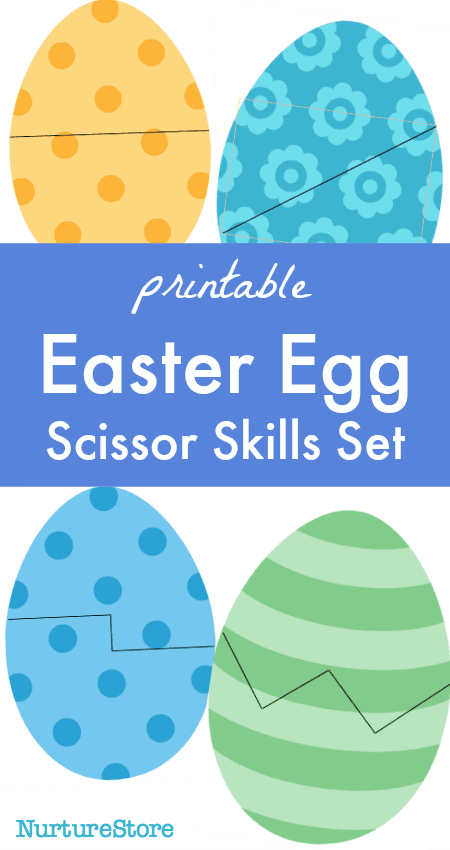 Easter egg scissors skills printables sheet - set up a snipping station with these scissor skills tips!