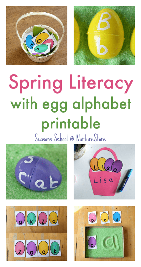 Spring literacy activities that are fun! Egg letter games and printable egg alphabet