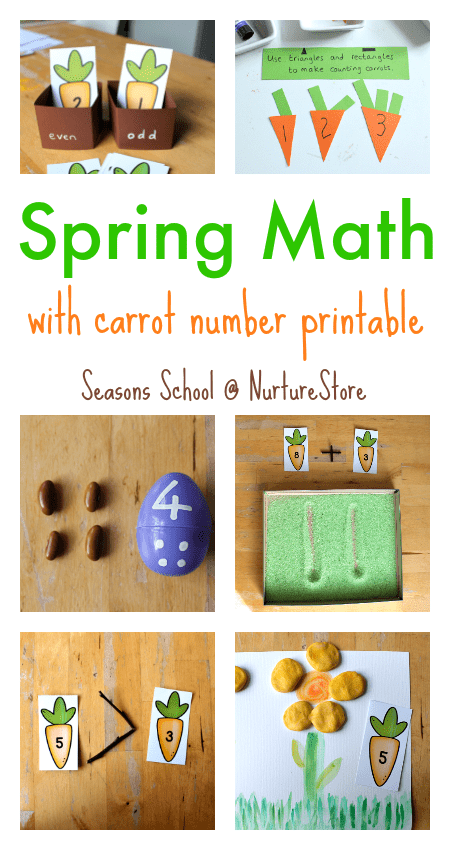 Spring math activities that are fun! Carrot number printables and lots of egg math activities