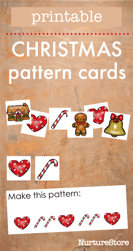 printable Christmas pattern cards sequencing activity loose parts