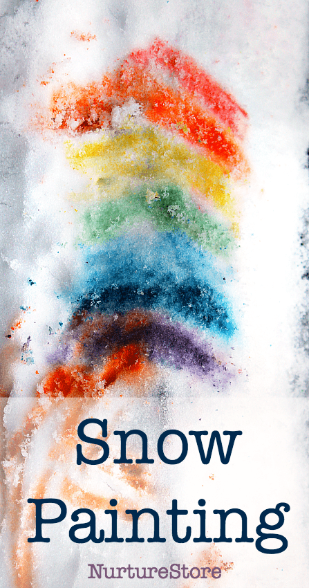 snow painting activity for kids, winter art project, snow day ideas