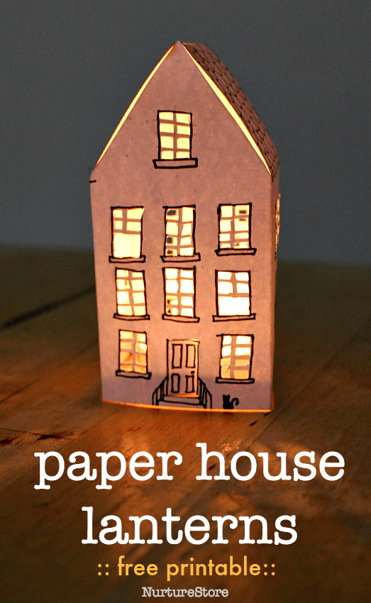 Beautiful and easy paper house lantern - free printable - NurtureStore