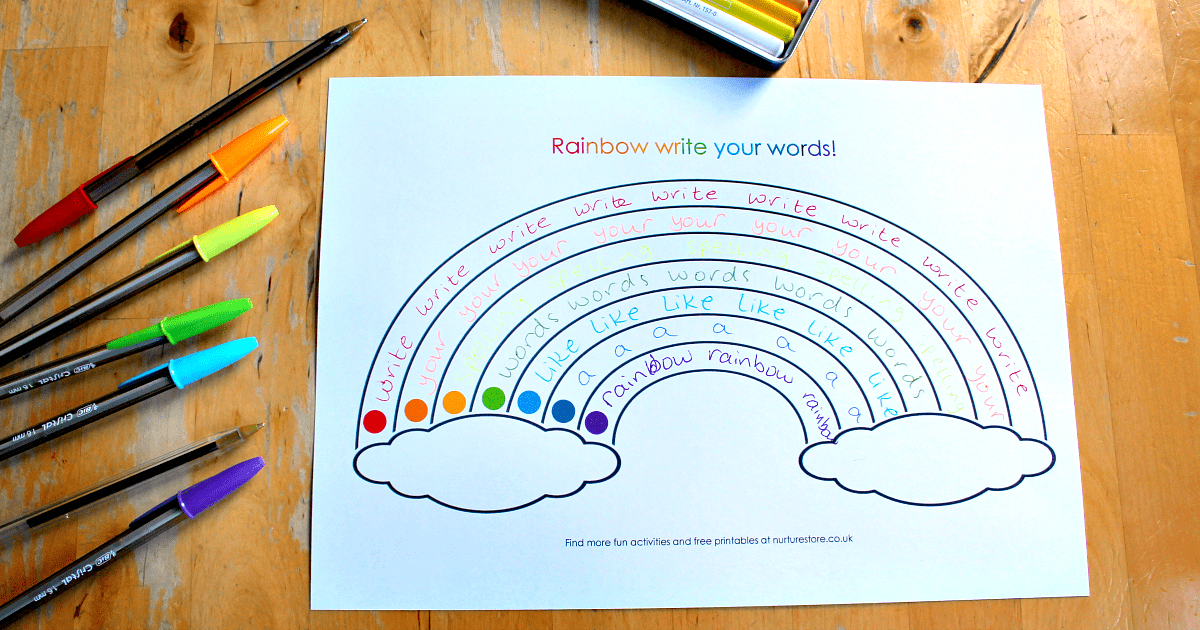 Free Printable Rainbow Writing Sheets NurtureStore