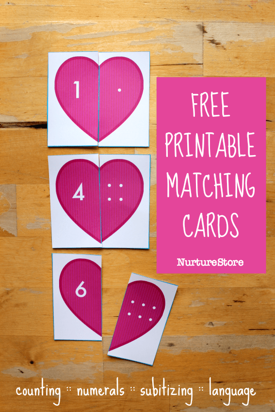 printable heart matching and counting cards valentine s activity nurturestore