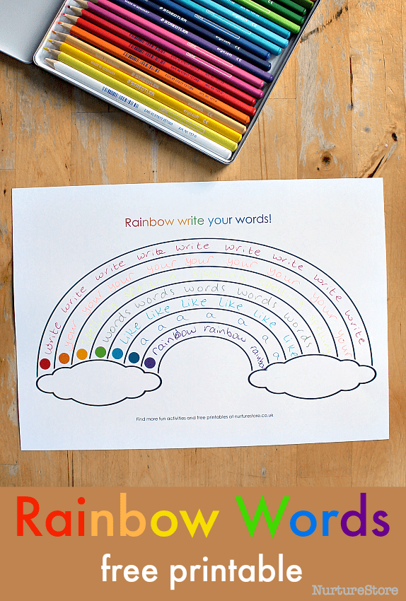 Rainbow writing paper