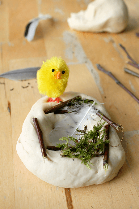 birds nest play dough, bird theme sensory play, learning about birds lesson plans