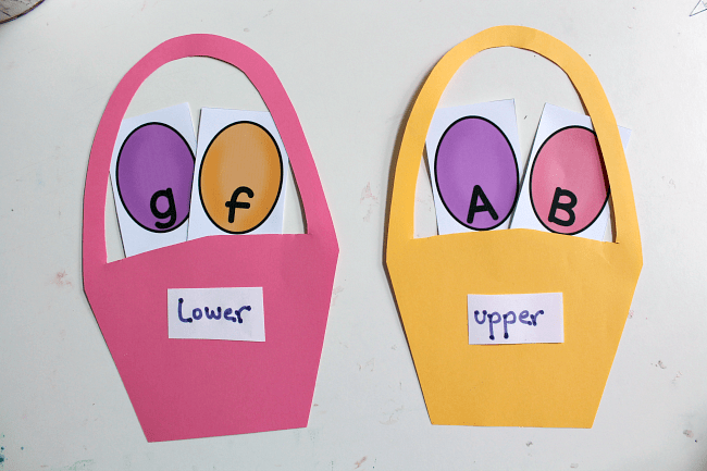 spring theme upper lower case sorting activity printable