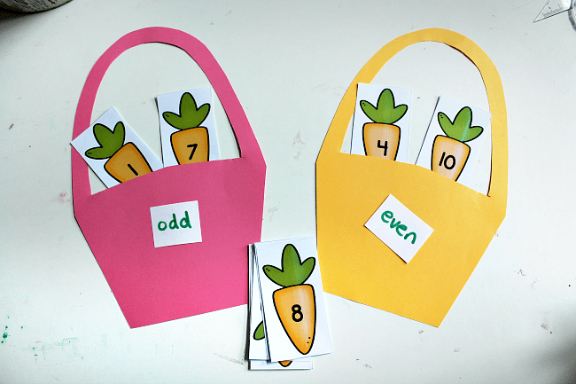 easter basket odd even number sorting activity