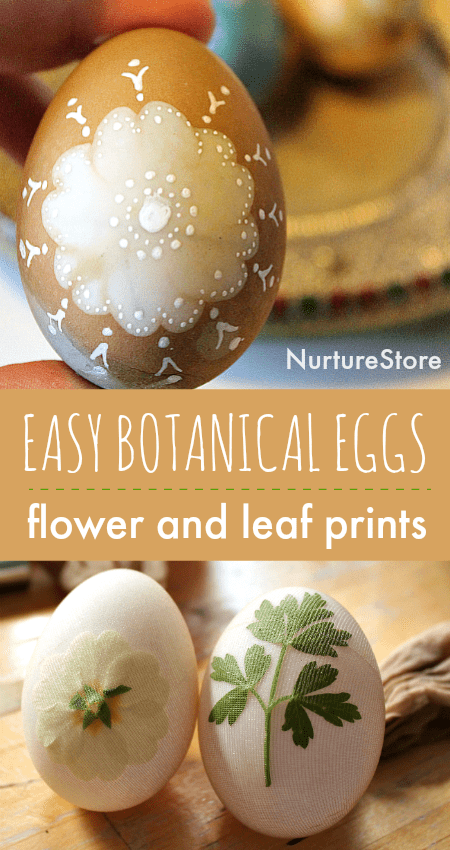 easy botanical eggs, flower and leaf print natural egg decorating