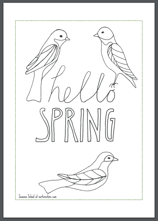 hello-spring-coloring-page