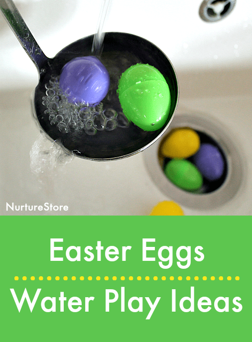 easter egg water play, things to do with plastic eggs, spring water play ideas