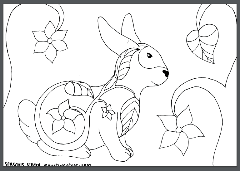 spring bunny coloring page