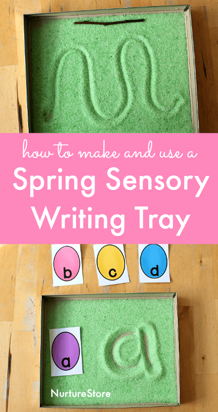 spring sensory writing tray activities