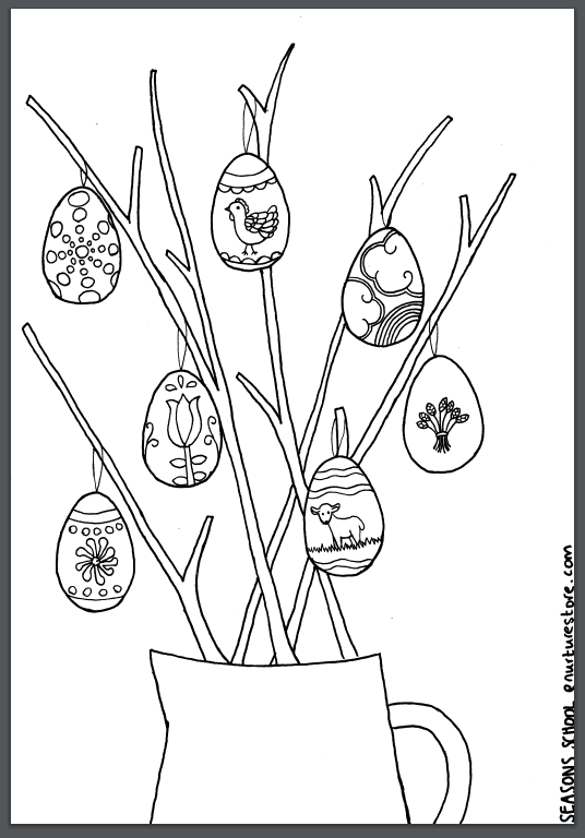 spring tree coloring page