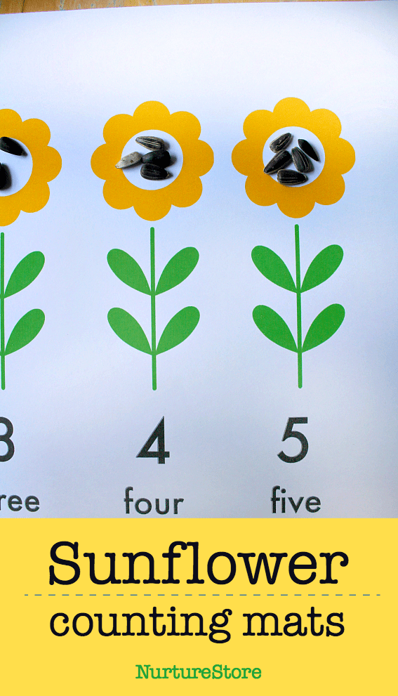 sunflower counting mats printable, sunflower math activities