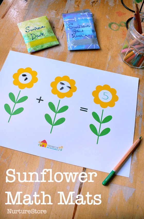 sunflower math printables, sunflower math mats