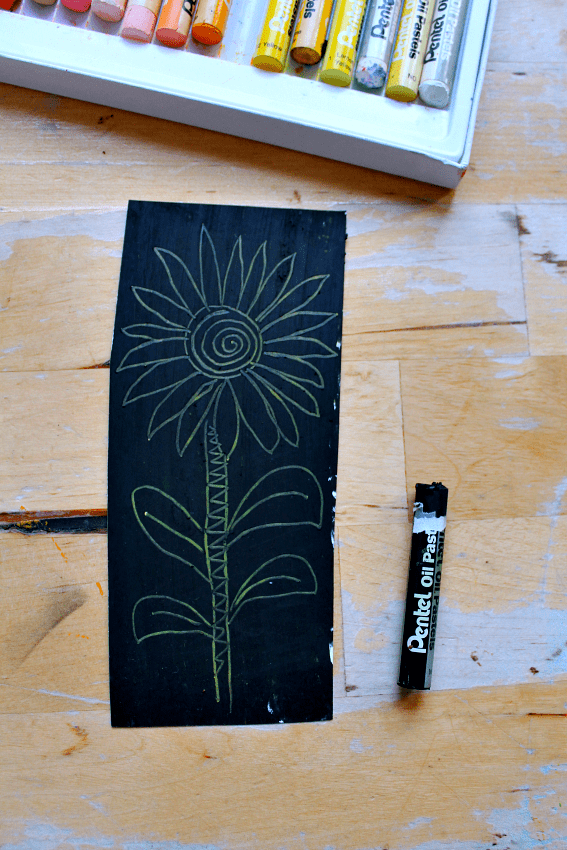 Autumn Sunflower Craft with Oil Pastels - Projects with Kids